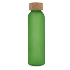 Matowa szklana butelka z recyklingu z korkiem 500ml / Ecru / jasnozielony LT98880-N5432