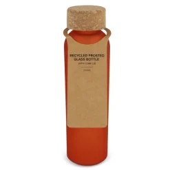 Matowa szklana butelka z recyklingu z korkiem 500ml / Ecru / pomarańczowy LT98880-N5426