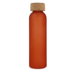 Matowa szklana butelka z recyklingu z korkiem 500ml / Ecru / pomarańczowy LT98880-N5426