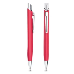 Metalowy dłługopis z gumowanym wykończeniem / Crome / Czerwony IP13150652