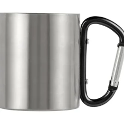 Metalowy kubek 185 ml z karabińczykiem / Granatowy V0646-04