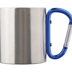 Metalowy kubek 185 ml z karabińczykiem / Granatowy V0646-04