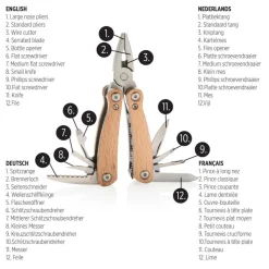 Mini narzędzie wielofunkcyjne, 12 el. / Brązowy P221.379