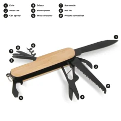 Multi-tool bamboo 9 funkcji / Czarny LT93409-N0002