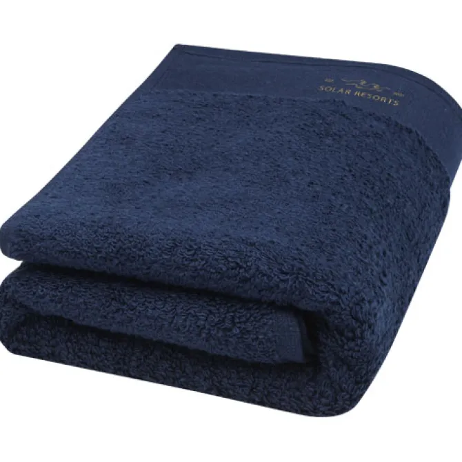 Nora bawełniany ręcznik kąpielowy o gramaturze 550 g/m² i wymiarach 50 x 100 cm / Granatowy 11700555
