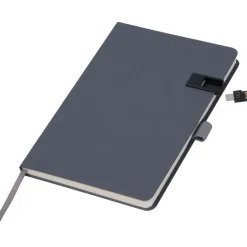 Notatnik A5 w linie z USB 16GB FRANCESCO / Ciemnoszary 3539377
