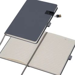 Notatnik A5 w linie z USB 16GB FRANCESCO / Ciemnoszary 3539377
