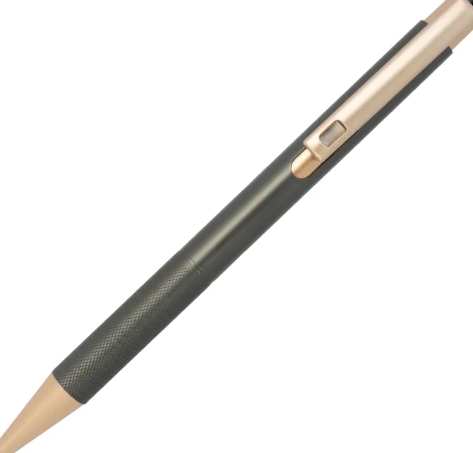 Notatnik A5 ze skóry z recyklingu, w linie z długopisem metalowym CrisMa MAGGIE / Ciemnoszary 2476377