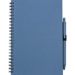 Notatnik ok. A5 ze słomy pszenicznej z długopisem / Niebieski V0238-11