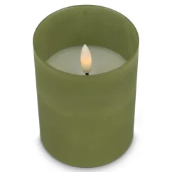 Nyelle Świeca woskowa LED z możliwością ładowania w szklanym pojemniku / Oliwkowa zieleń LT57313-N0043