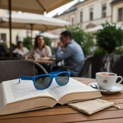 Okulary przeciwsłoneczne B'RIGHT, bawełniane etui w komplecie | Adam / Niebieski V7375-11
