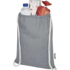 Oregon ściągana sznurkiem torba na zakupy z bawełny z recyklingu z certyfikatem GRS 140 g/m² / Szary 12073582
