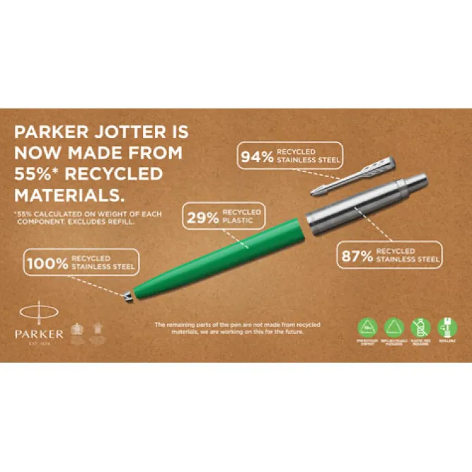 Parker Jotter długopis kulkowy z recyklingu / Biały 10786501