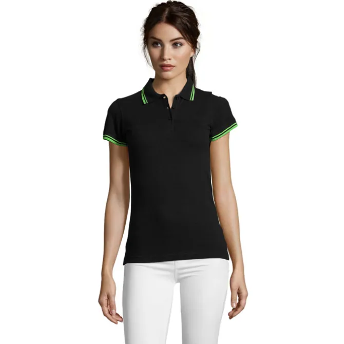 PASADENA damskie polo 200g / Czarny/Limonka S00578-BN-M