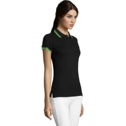 PASADENA damskie polo 200g / Czarny/Limonka S00578-BN-L