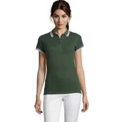 PASADENA damskie polo 200g / Forest Green/White S00578-FE-S