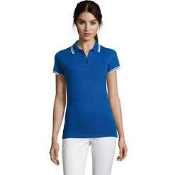 PASADENA damskie polo 200g / Królewski Niebieski/biały S00578-RW-L