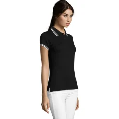 PASADENA damskie polo 200g / Negro/Blanco S00578-BC-XL