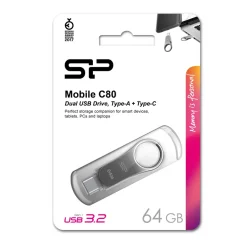 Pendrive z wejściem USB typu C Mobile C80, 64GB 3.2 Silicon Power / Szary EG 815007 64GB