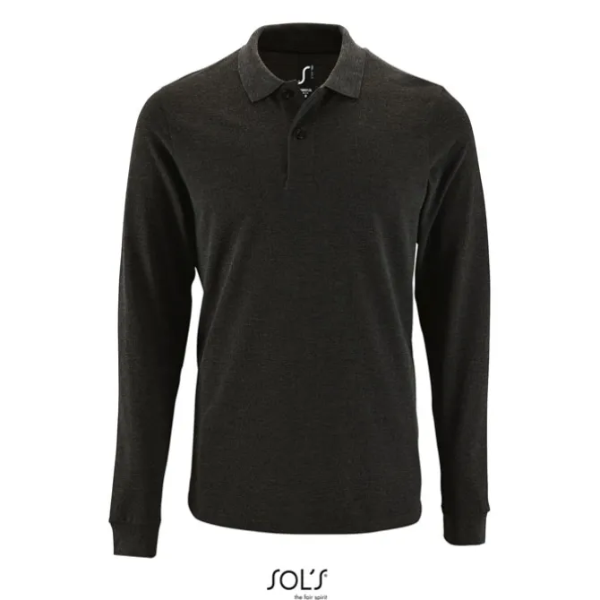 PERFECT MEN LSL POLO 180g / Charcoal melange S02087-CE-M