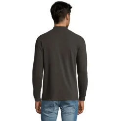 PERFECT MEN LSL POLO 180g / Charcoal melange S02087-CE-M