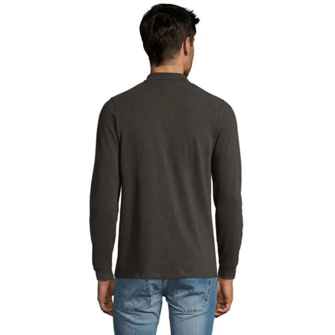 PERFECT MEN LSL POLO 180g / Charcoal melange S02087-CE-M