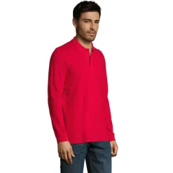 PERFECT MEN LSL POLO 180g / Czerwony S02087-RD-XL