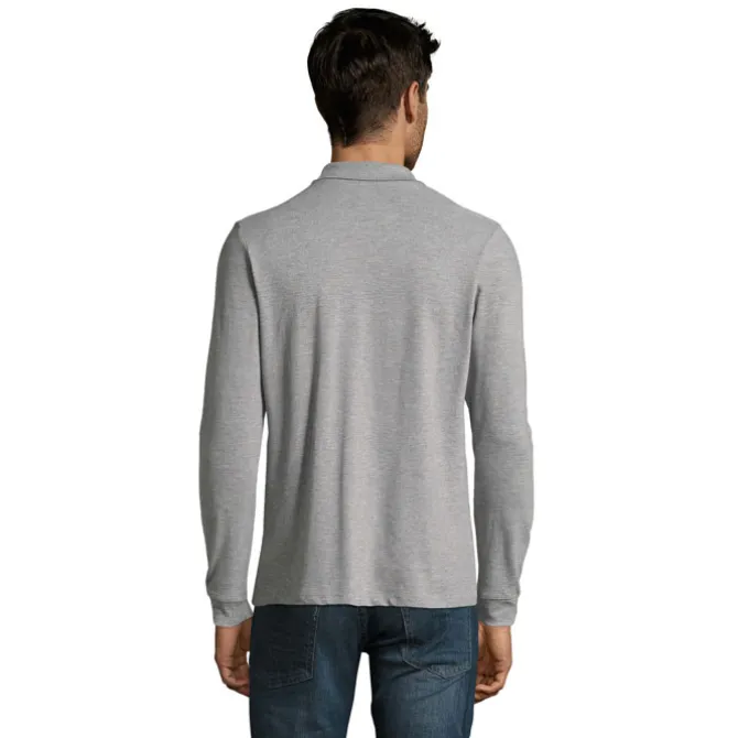 PERFECT MEN LSL POLO 180g / Grey melange S02087-GY-XXL