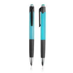 Plastikowy długopis z gumowanym uchwytem. / Hollic / Sky Blue IP13154462