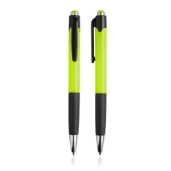 Plastikowy długopis z gumowanym uchwytem. / Hollic / Jasnozielony IP13154443
