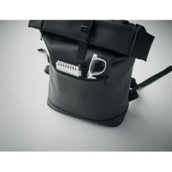 Plecak na laptopa PU rolltop / Czarny MO2230-03