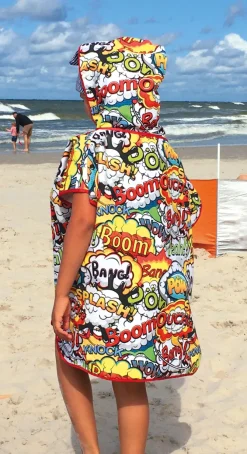 Poncho drukowane z mikrofibry / Wielokolorowy BRN06B