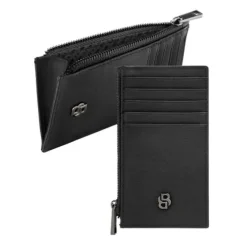 Portfel na karty z zamkiem Double B Saffiano Grey / Czarny HLK526A