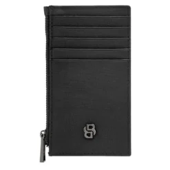 Portfel na karty z zamkiem Double B Saffiano Grey / Czarny HLK526A
