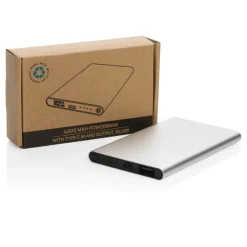 Power bank 4000 mAh z aluminium z recyklingu / Srebrny P322.422