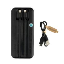 Power bank 10000 mAh ze zintegrowanymi kablami Turbopack / Czarny P322.5801