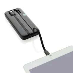 Power bank 10000 mAh ze zintegrowanymi kablami Turbopack / Czarny P322.5801