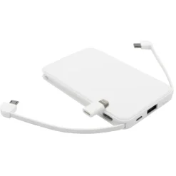 Power bank 5000 mAh ze zintegrowanymi kablami, adapter w komplecie | Presley / Biały V0905-02