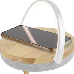 Prixton głośnik Bluetooth® 10 W 4 w 1 ze światłem LED i podstawą do ładowania bezprzewodowego / Drewno 2PA16071