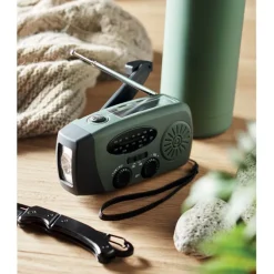 Przenośne radio z latarką LED / Ciemnozielony MO2746-60