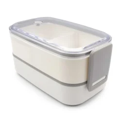 Pudełka śniadaniowe 2 w 1, 2x700 ml, sztućce | Cash / Biały V7246-02