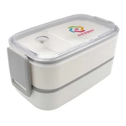 Pudełka śniadaniowe 2 w 1, 2x700 ml, sztućce | Cash / Biały V7246-02