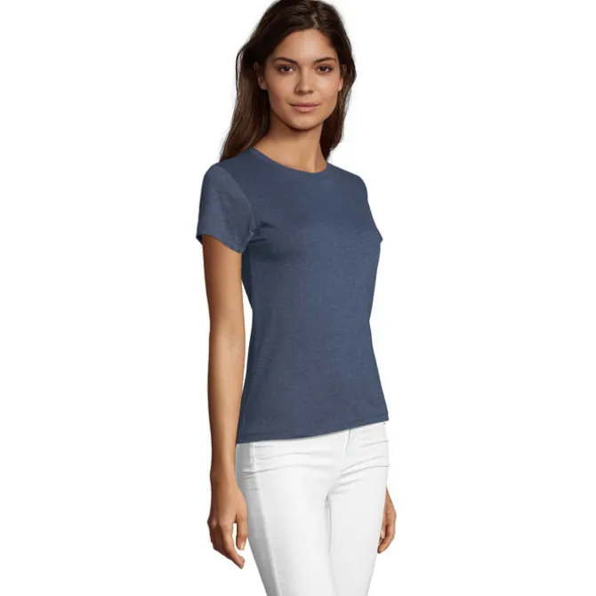 REGENT F Damski T-Shirt / Melanż denim S02758-HD-XXL