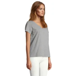 REGENT V T-SHIRT WOMEN / Szary Melanż S04766-GM-XS