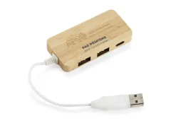 Rozdzielacz bambusowy HUB USB z wymienną wtyczką - RIVO / Naturalny 09170-17