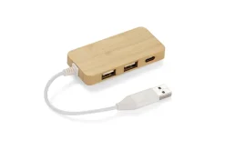 Rozdzielacz bambusowy HUB USB z wymienną wtyczką - RIVO / Naturalny 09170-17