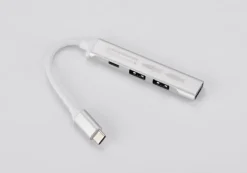 Rozdzielacz HUB USB z kablem typ C - ROSKO / Srebrny 09163-00