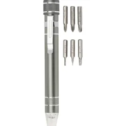 Śrubokręt, 6 końcówek, lampka LED / Szary V5764-19