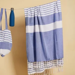 Sagaform Ella Duży ręcznik hamam 145x250cm / Niebieski LT52010-N0011