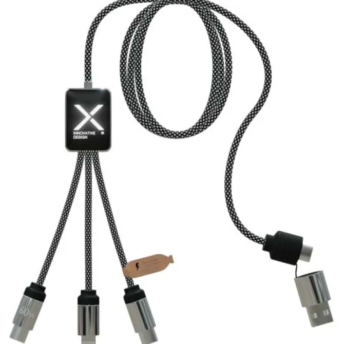 SCX.design C33 kabel do ładowania typu C o mocy 60 W z podwójnym podświetlanym logo / Melanż czarny 2PX21390